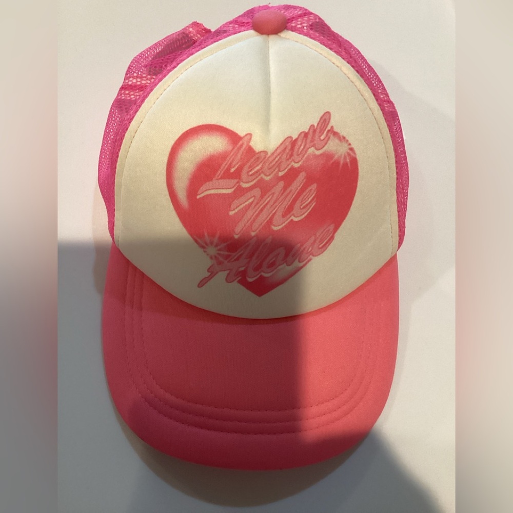 Leave Me Alone Graphic Trucker Hat Pink- Like New!